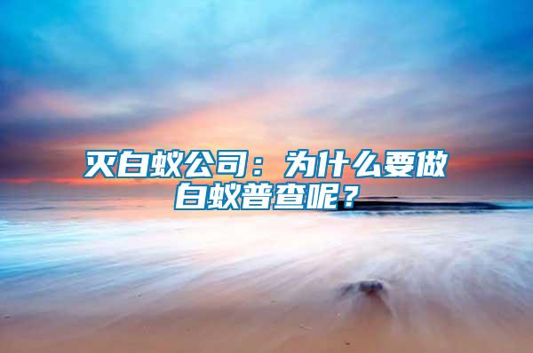 滅白蟻公司：為什么要做白蟻普查呢？