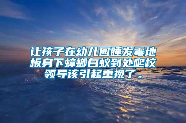 讓孩子在幼兒園睡發(fā)霉地板身下蟑螂白蟻到處爬校領(lǐng)導(dǎo)該引起重視了。