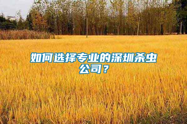 如何選擇專業(yè)的深圳殺蟲(chóng)公司？