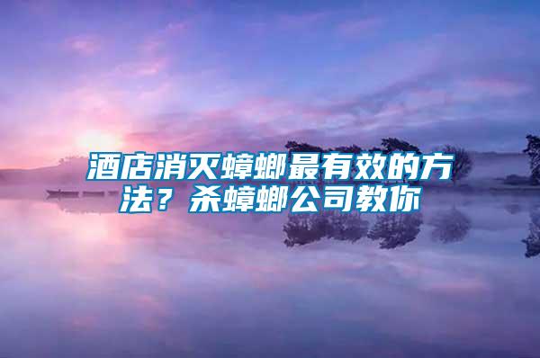 酒店消滅蟑螂最有效的方法？殺蟑螂公司教你