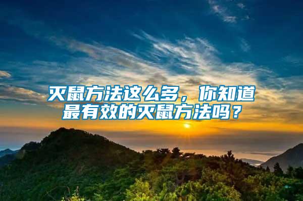 滅鼠方法這么多，你知道最有效的滅鼠方法嗎？