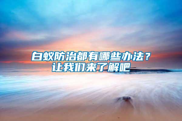 白蟻防治都有哪些辦法？讓我們來了解吧