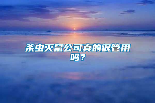 殺蟲滅鼠公司真的很管用嗎？