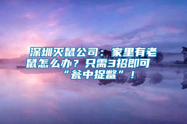 深圳滅鼠公司：家里有老鼠怎么辦？只需3招即可“甕中捉鱉”！